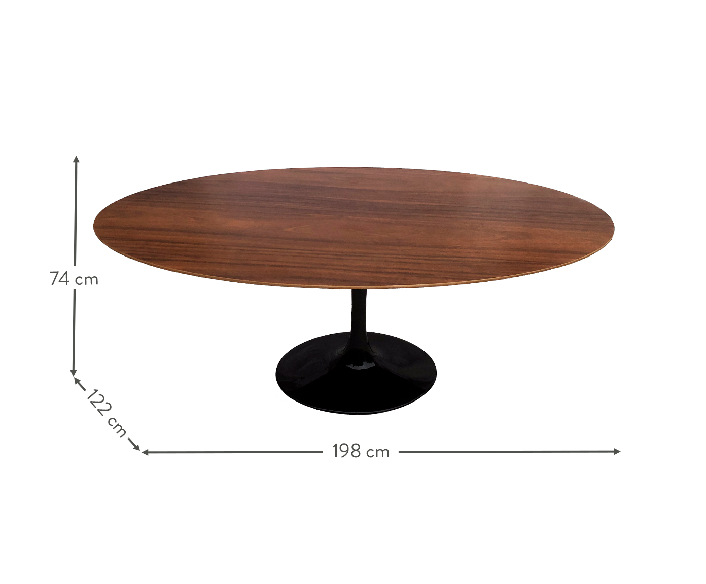 Mesa Saarinen Oval Imbuia Base Preta image number 3