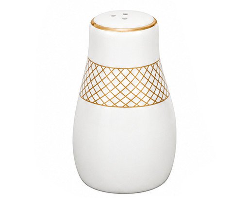 Jogo de Saleiro e Pimenteiro em Porcelana Regal Branco e Dourado - image 0