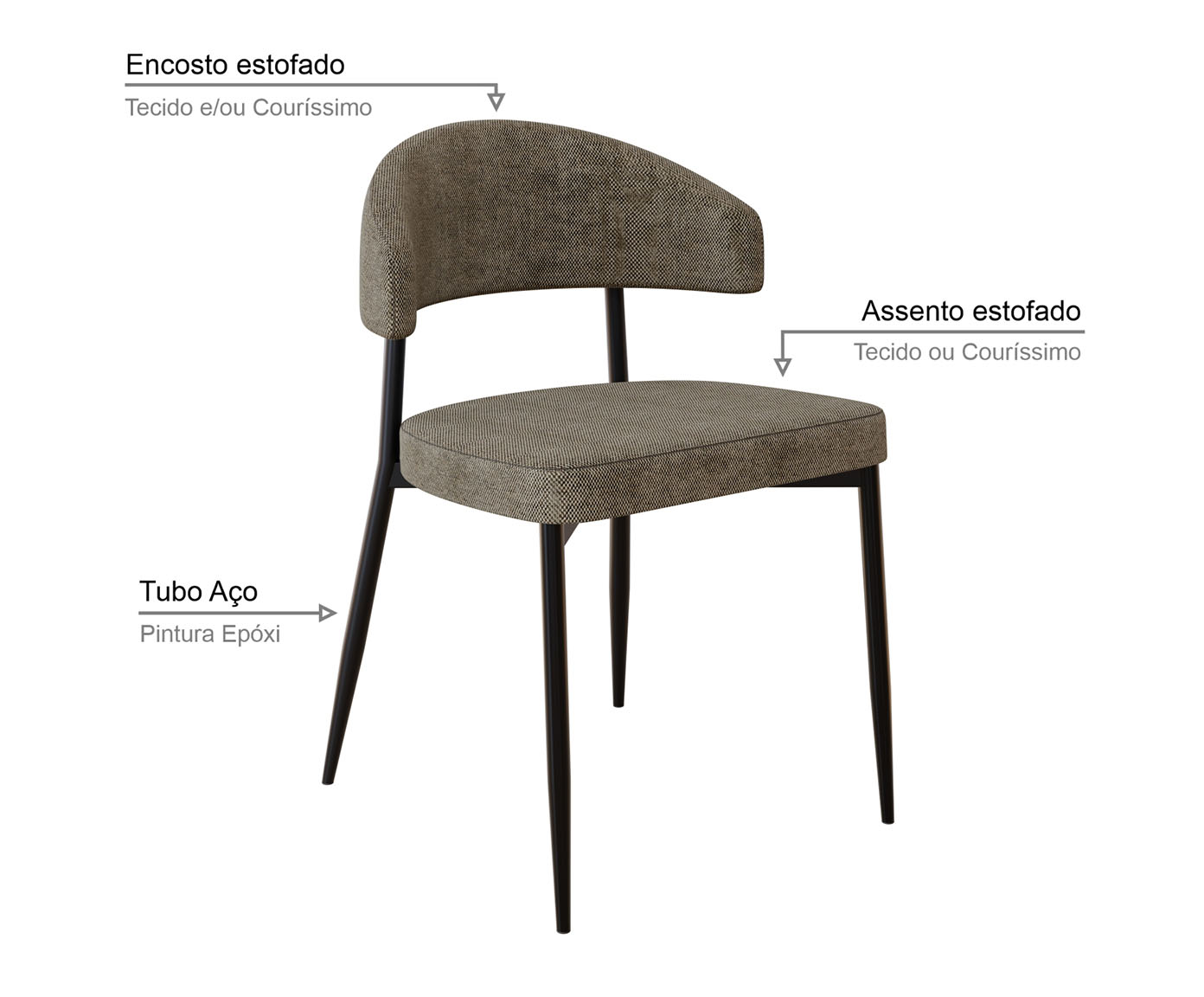 Cadeira Bless Fixa Lautrec Marrom e Preto Fosco image number 4
