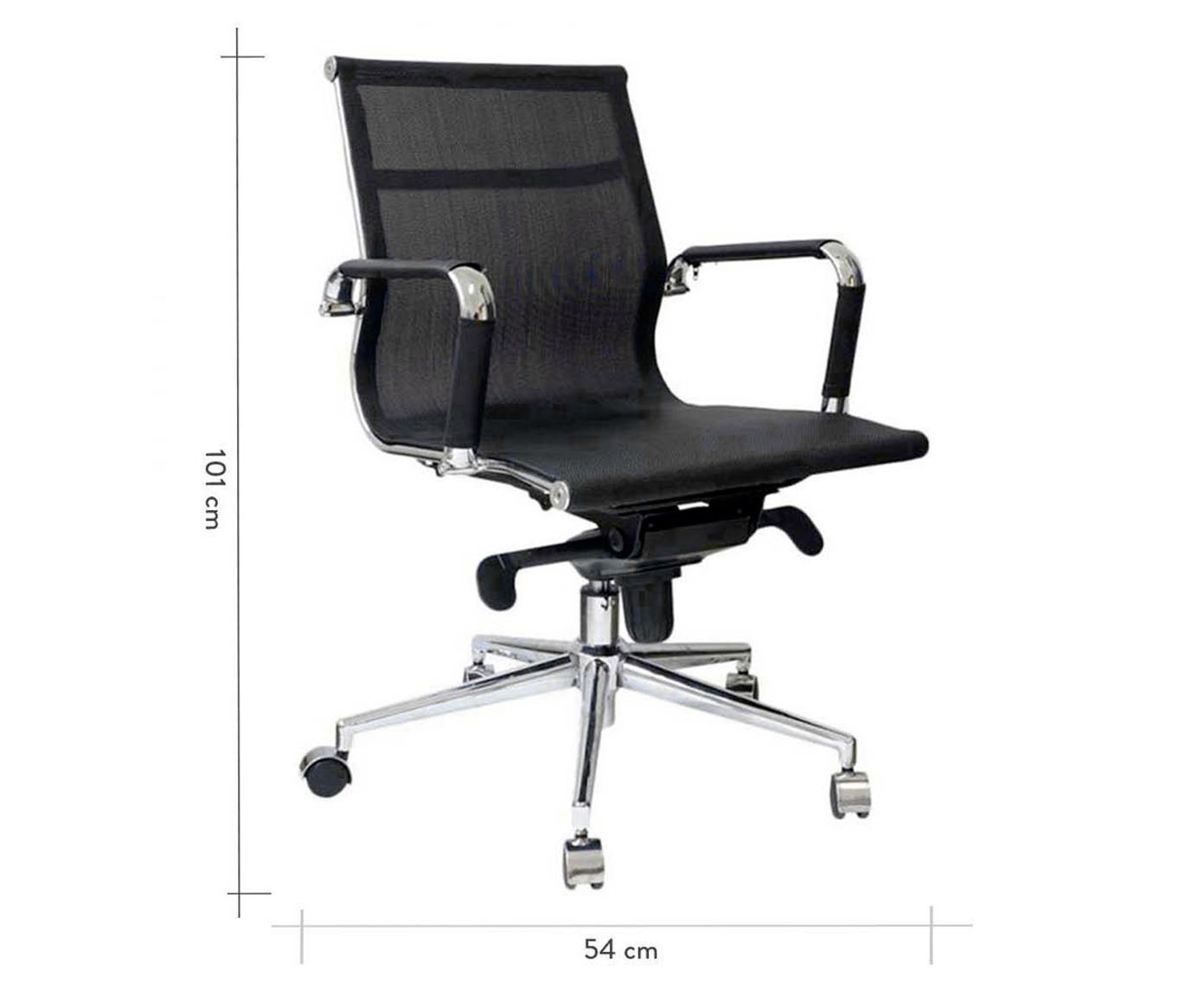 Cadeira Girat&oacute;ria com Rod&iacute;zios Office Eames Tela - Preto image number 3