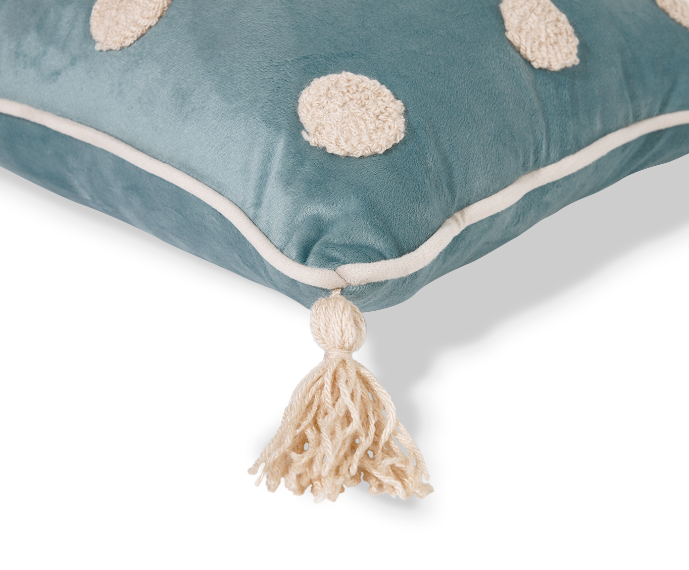 Capa de Almofada Bordada com Vivo e Tassels Po&aacute;s Azul image number 4