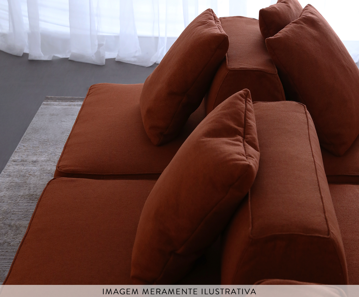 Sof&aacute; Ilha 2 M&oacute;dulos Chaise Ipu&atilde; Terracota image number 9