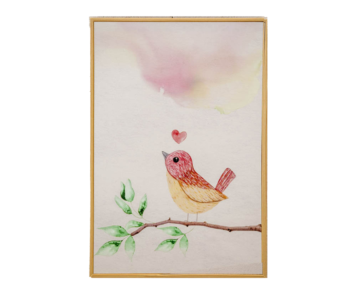 Quadro Passarinho Bege e Rosa - image 0