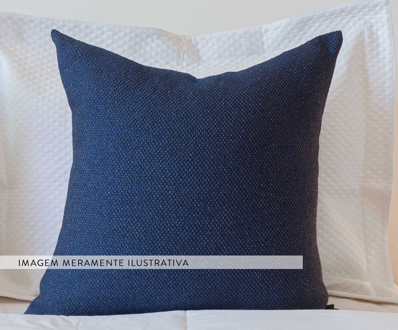 Almofada em Linho Tramado - Azul Marinho - image 1