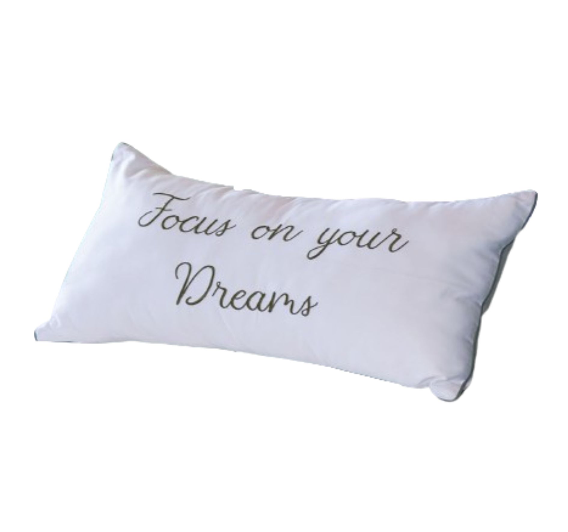Almofada Bordada Focus On Your Dreams Branco Verde - image 0