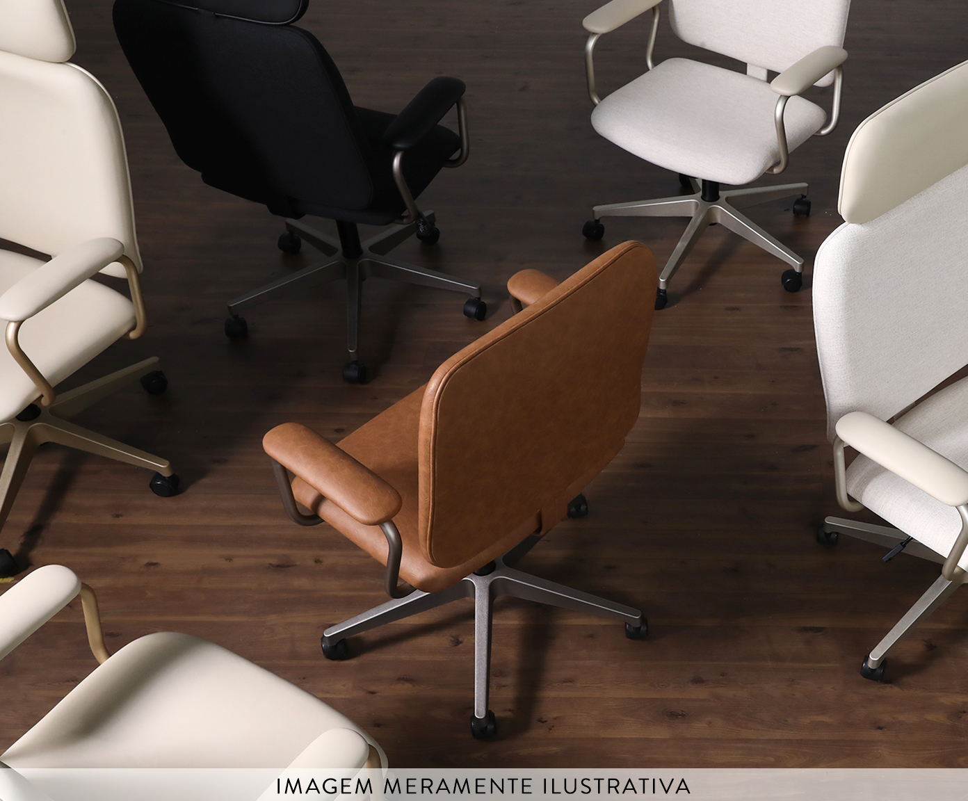 Cadeira Office Gran Chicago Caramelo com P&eacute;s Cinza - image 1