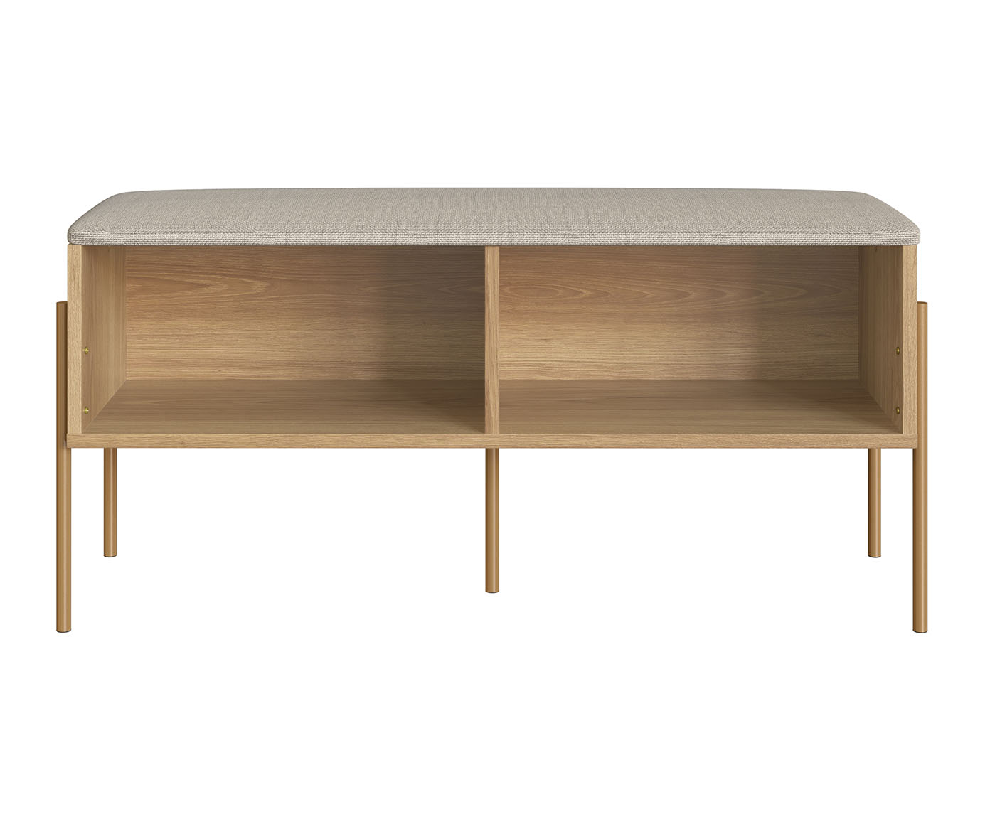 Jogo de Sapateira Banco Estofada e Prateleira Oslo Hanover e Dourado - image 1