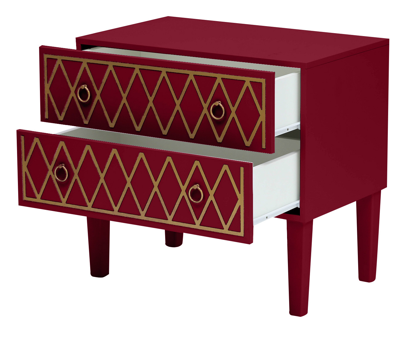 Mesa de Cabeceira Losangos Firebrick - Vermelho image number 3