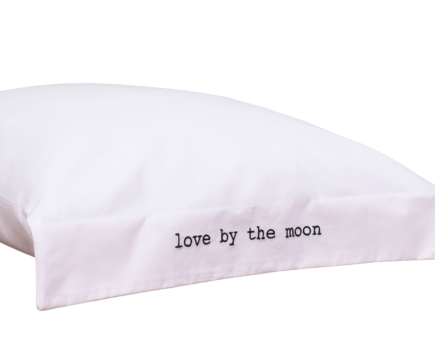 Fronha Bordada "Love By The Moon" Branca e Preta 200 Fios image number 3