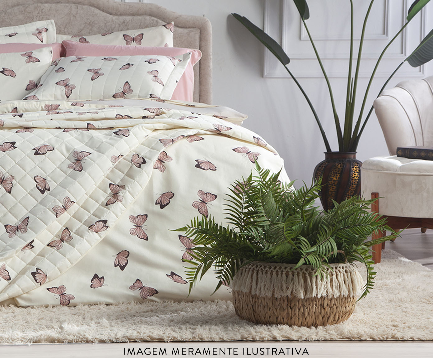 Capa Duvet Essencialle Borboletas Branco image number 4
