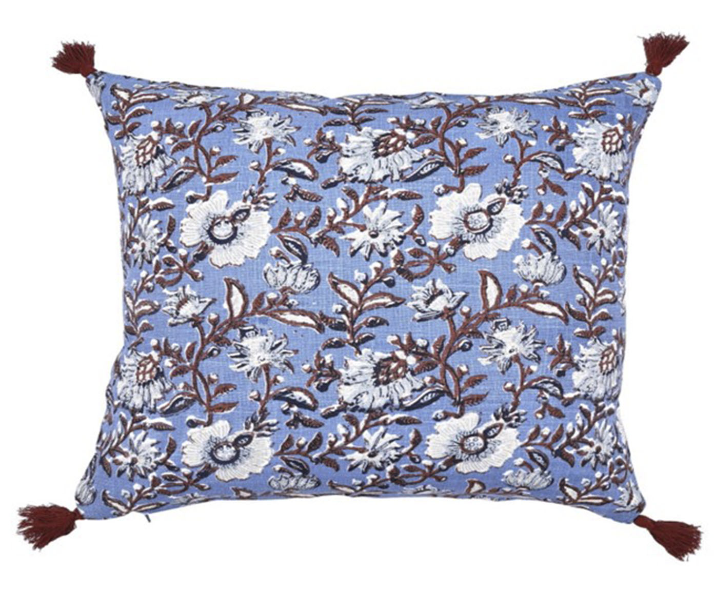 Capa de Almofada Floral Block Print Azul image number 0