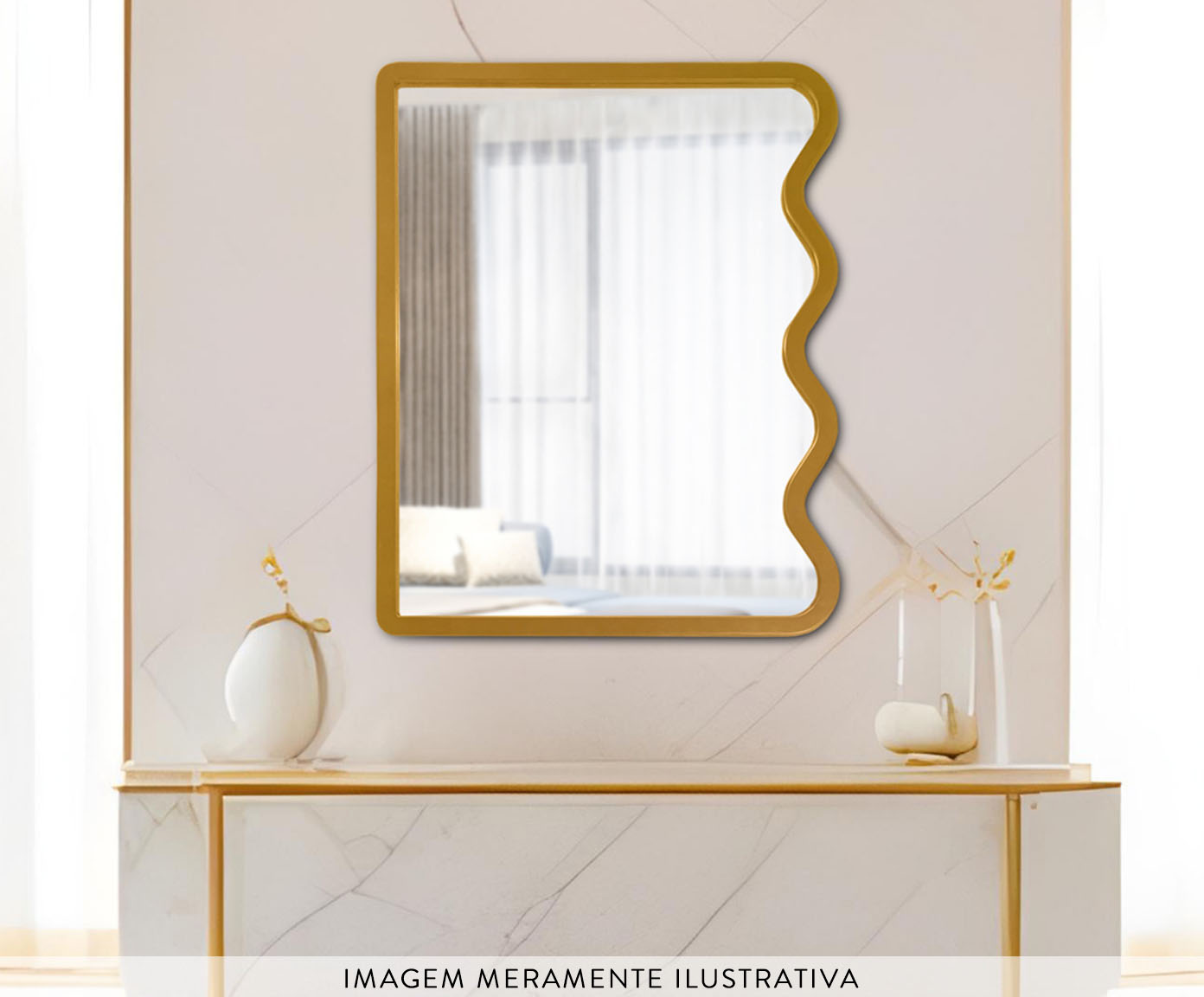 Espelho de Parede Wave Org&acirc;nico Dourado image number 4