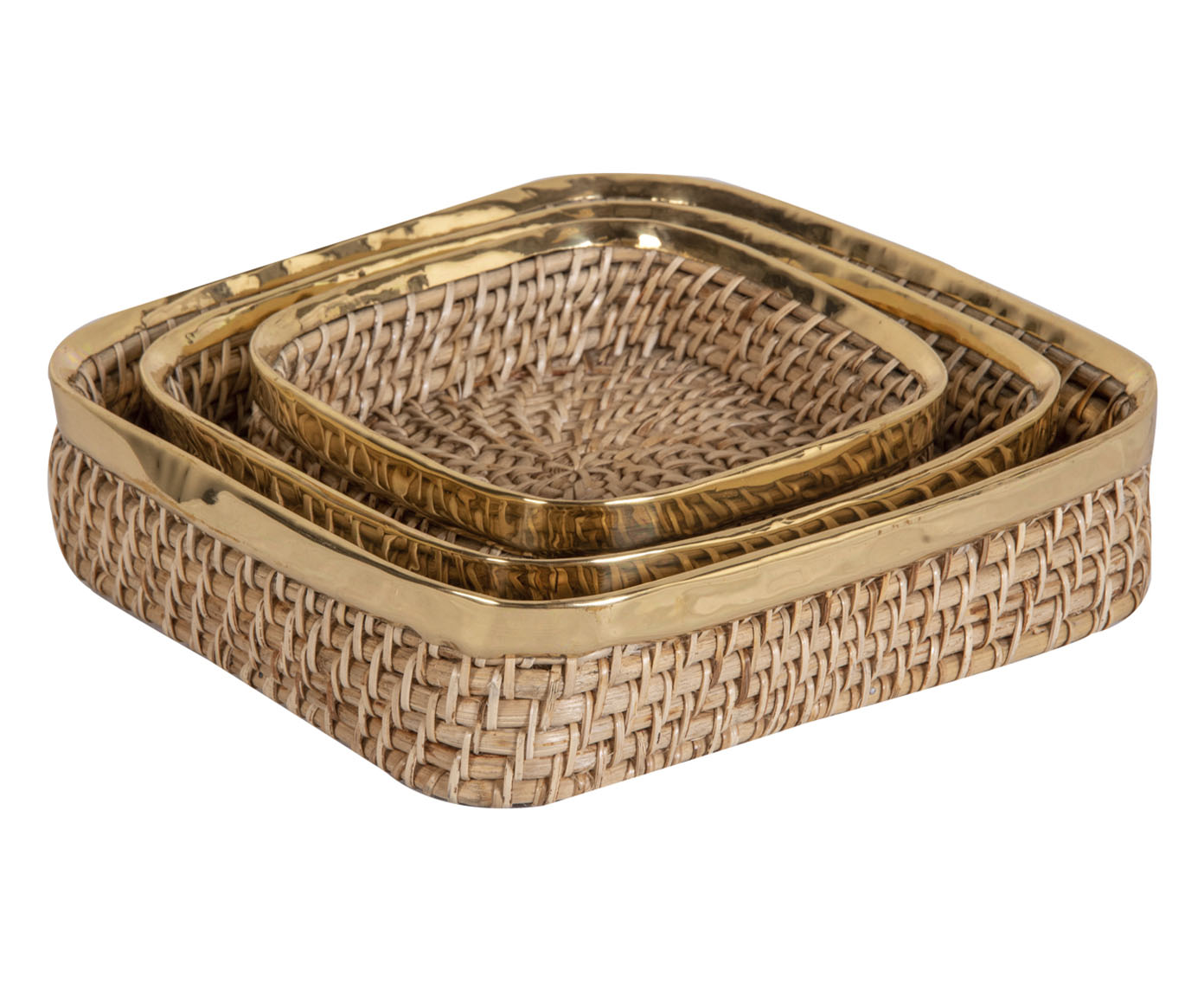 Jogo de Cesto Natural Dourado - image 0