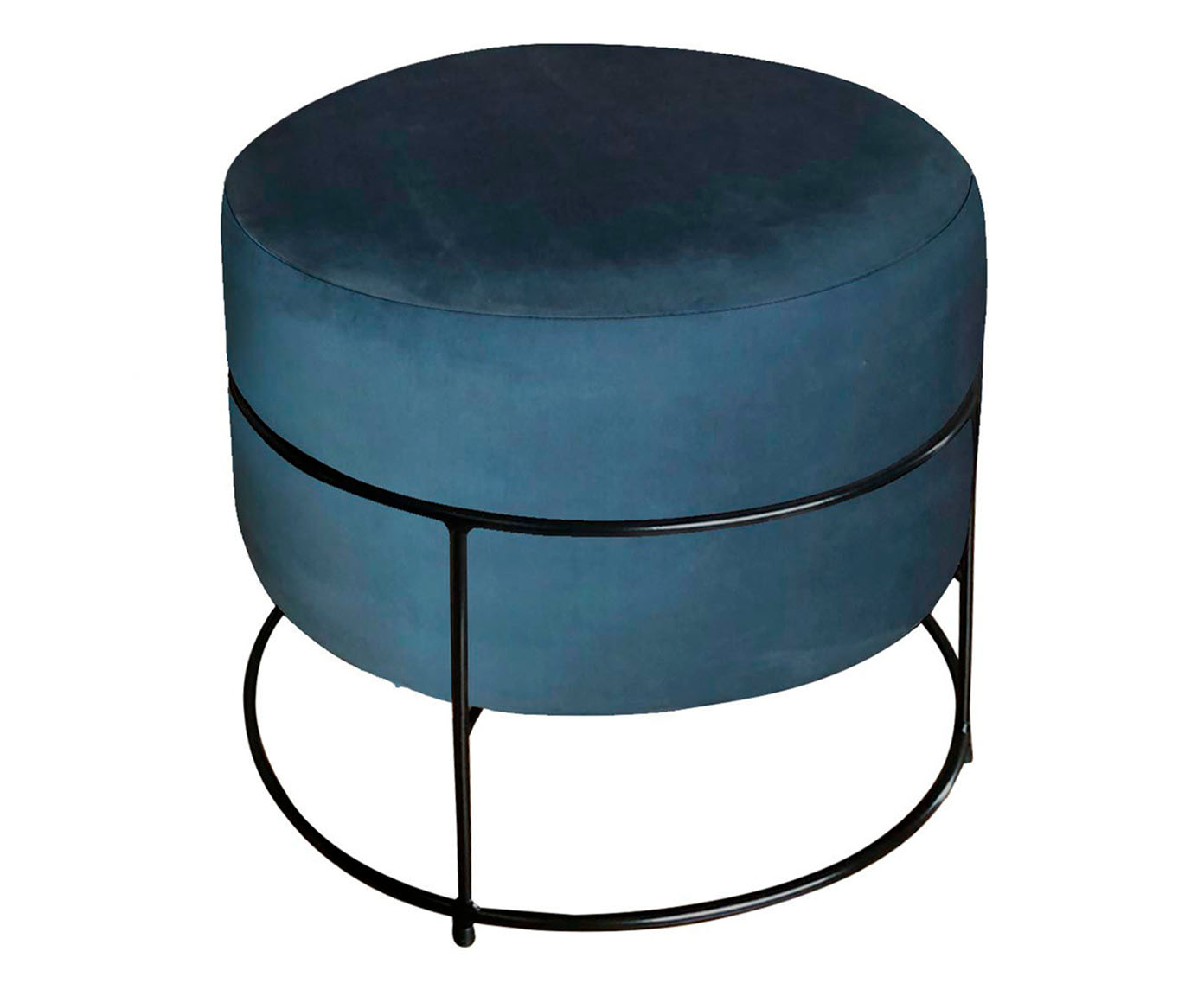 Puff em Veludo Lena Empilh&aacute;vel - Azul Escuro - image 0