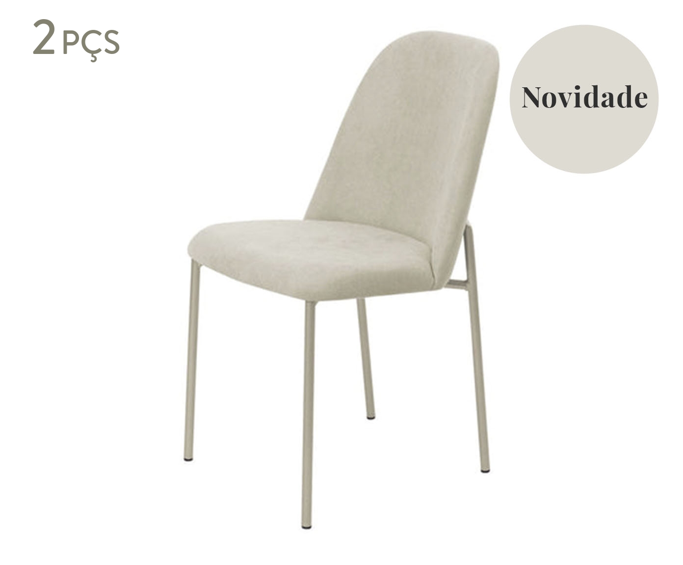 Conjunto de Cadeiras Lucille - Bege Soft Palha e Champanhe - image 0