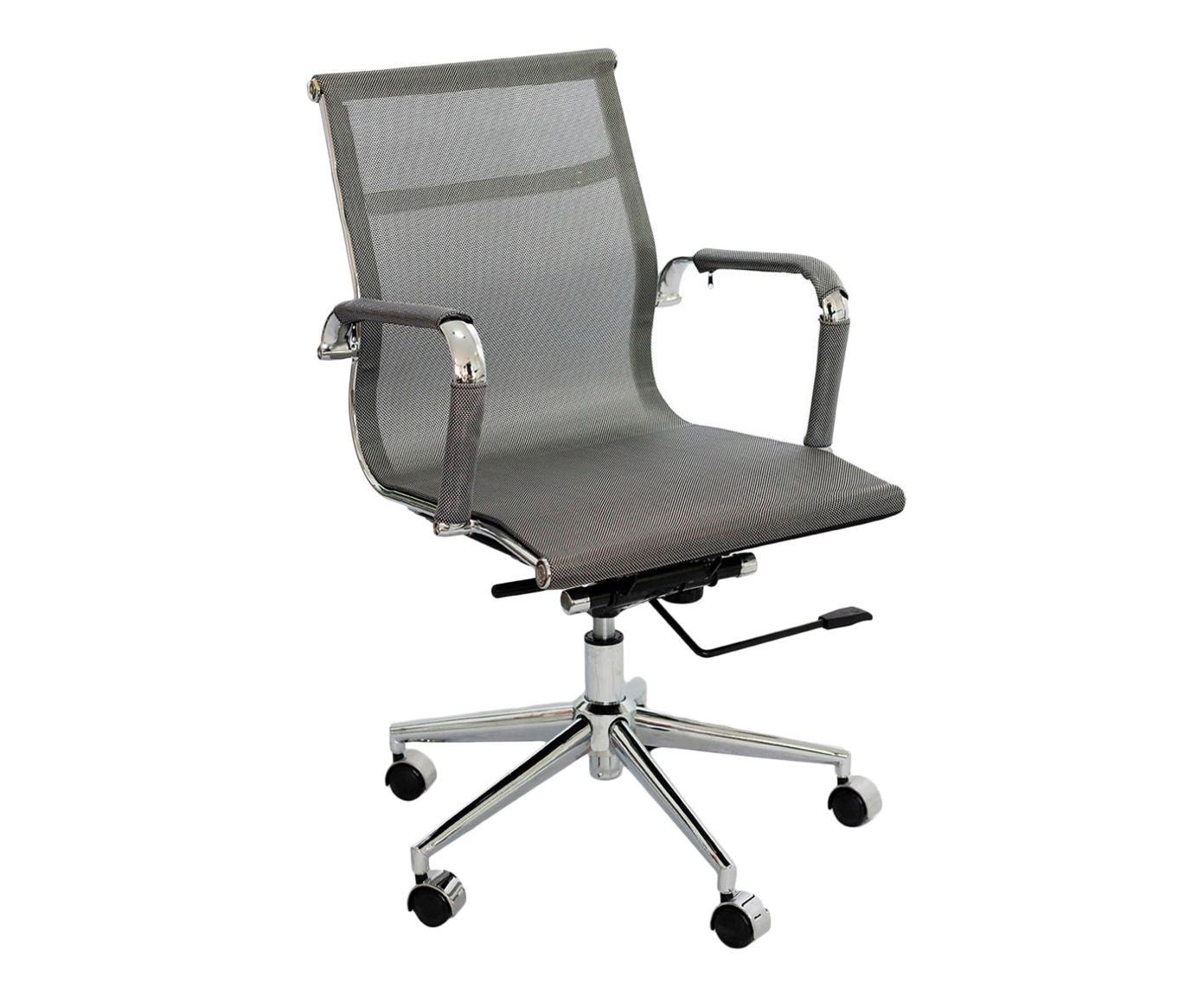 Cadeira Girat&oacute;ria com Rod&iacute;zios Office Eames Tela Cinza - image 0