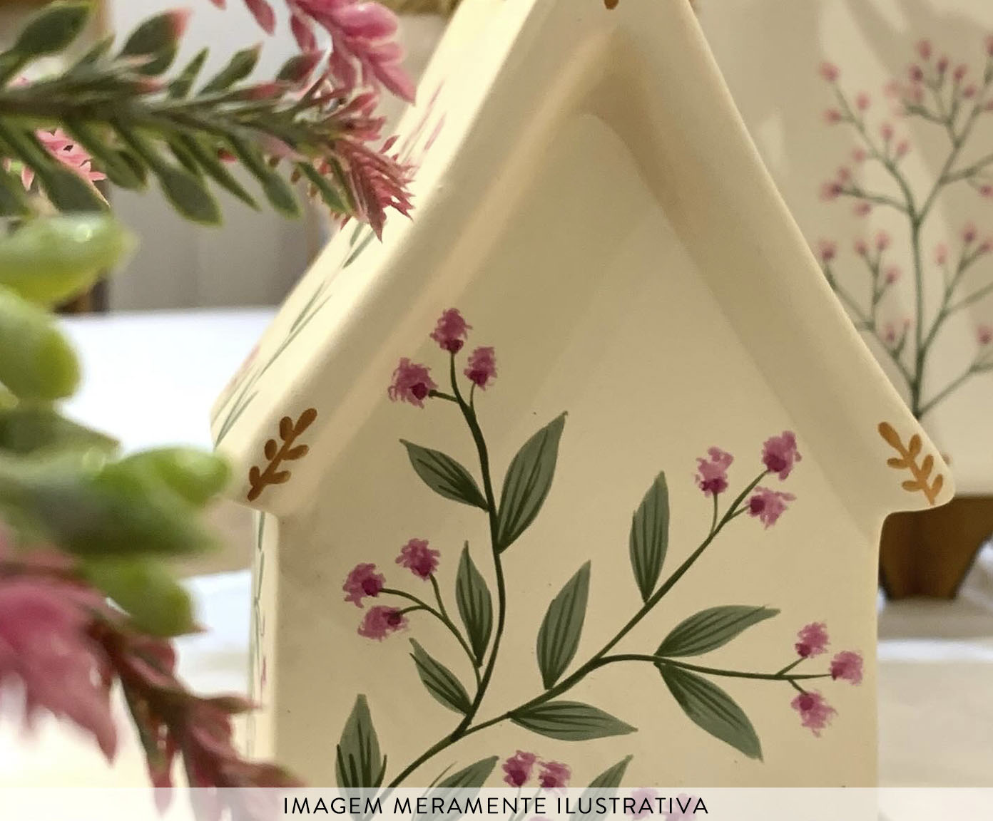 Cofrinho Casinha Mini Floral Magenta - image 1
