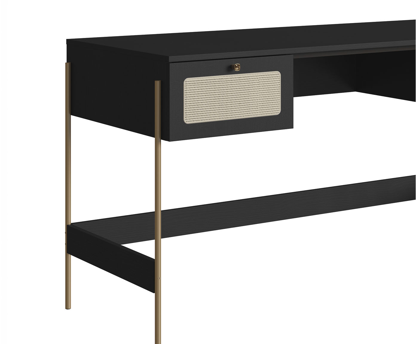 Jogo de Escrivaninha e Estante Tela Oslo Nero e Dourado image number 4