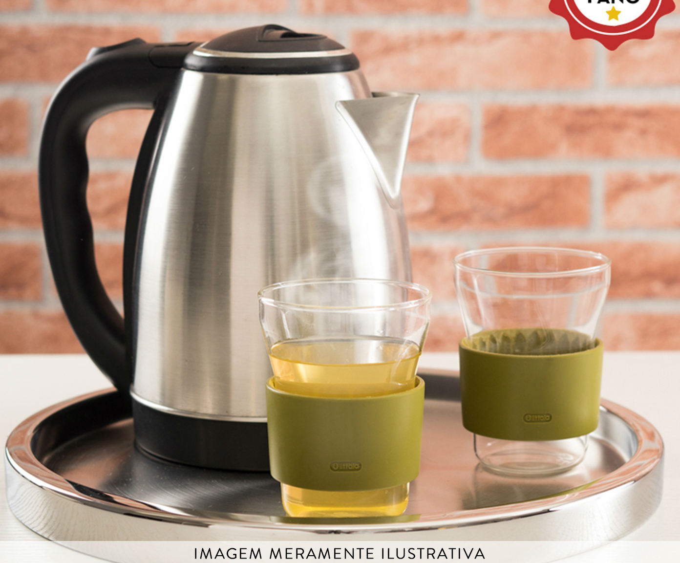 Jogo de Ta&ccedil;as em Cristal Ch&aacute; Hotcoll Verde Oliva - image 1