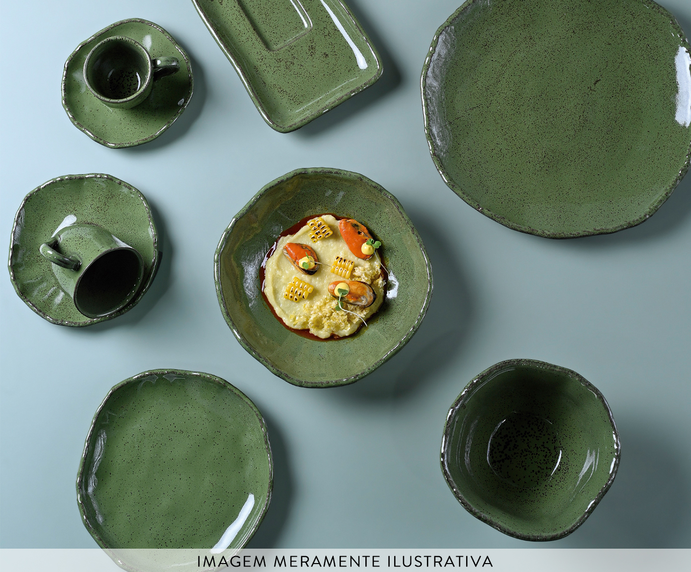 Jogo de Pratos Fundo Org&acirc;nico Eco Stone Jade Verde image number 4