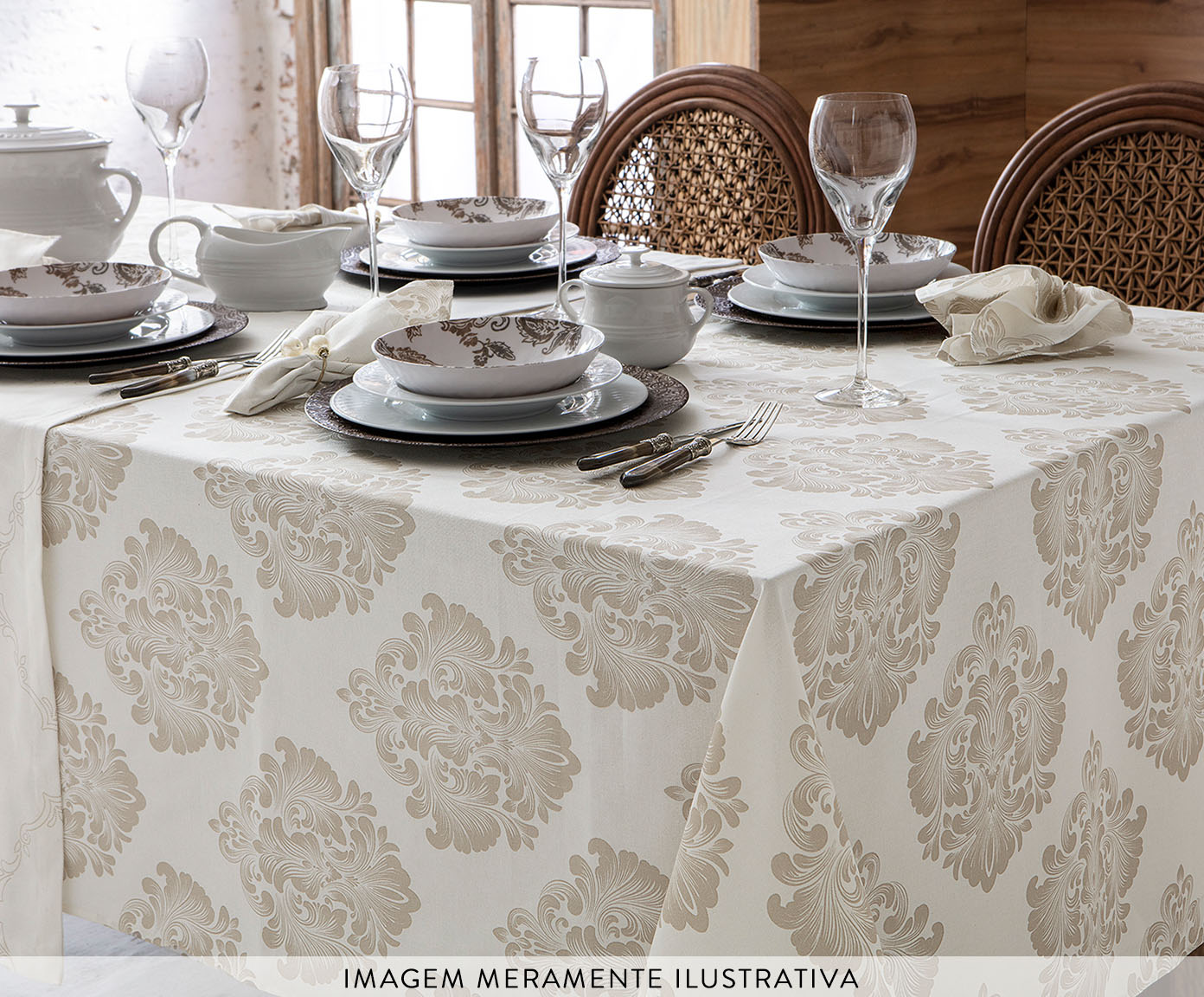 Toalha de Mesa Panam&aacute; Damask Medalh&atilde;o - image 1