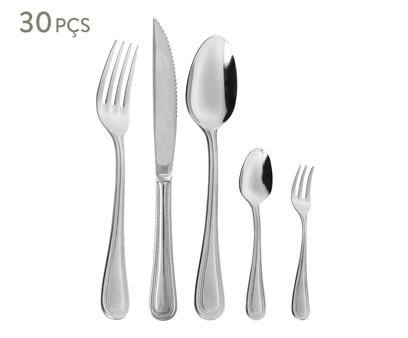 Faqueiro em A&ccedil;o Inox com faca para churrasco P&eacute;rola - image 0