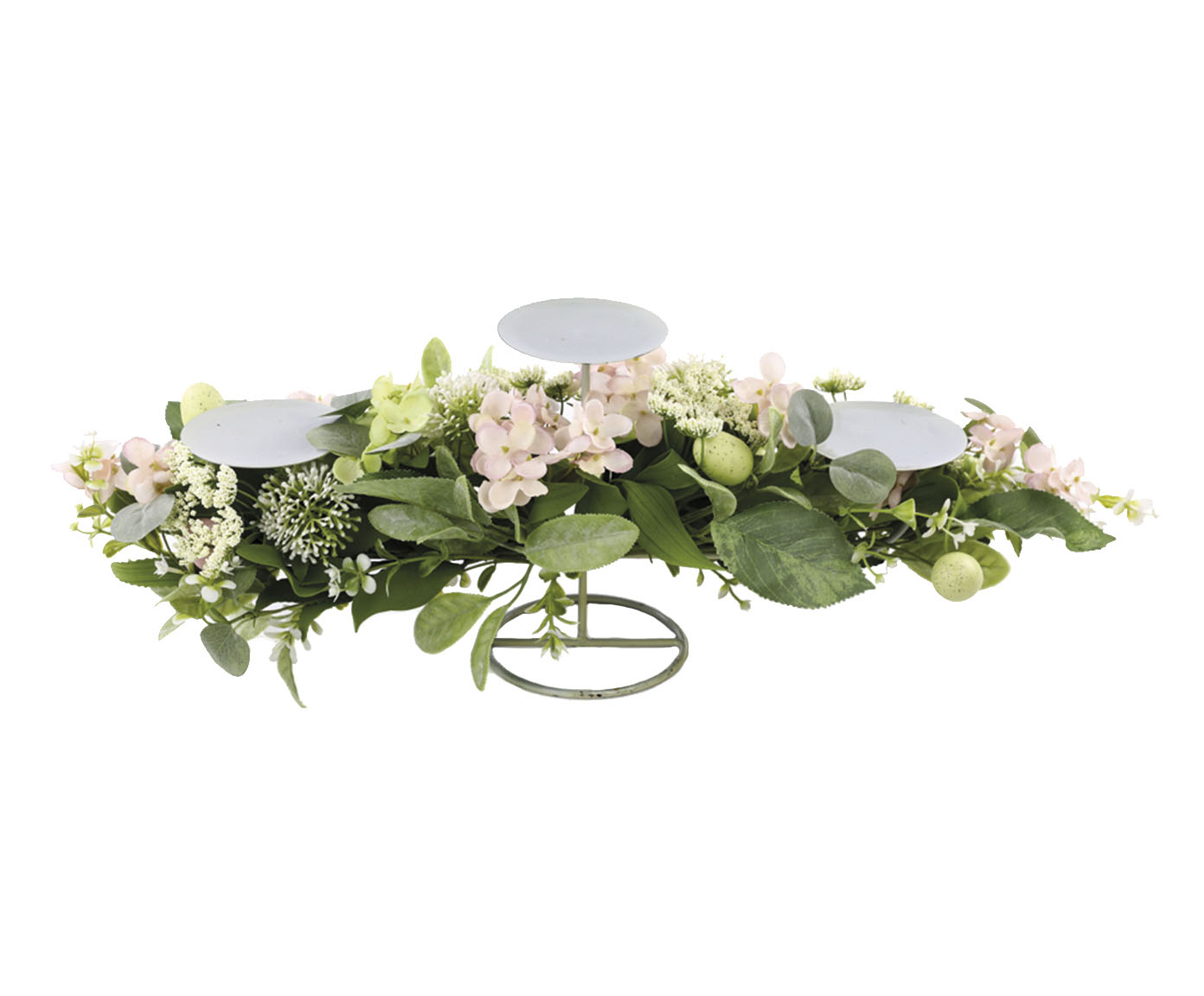 Porta-Vela com Flores e Ovos Fondant Verde e Rosa - image 0