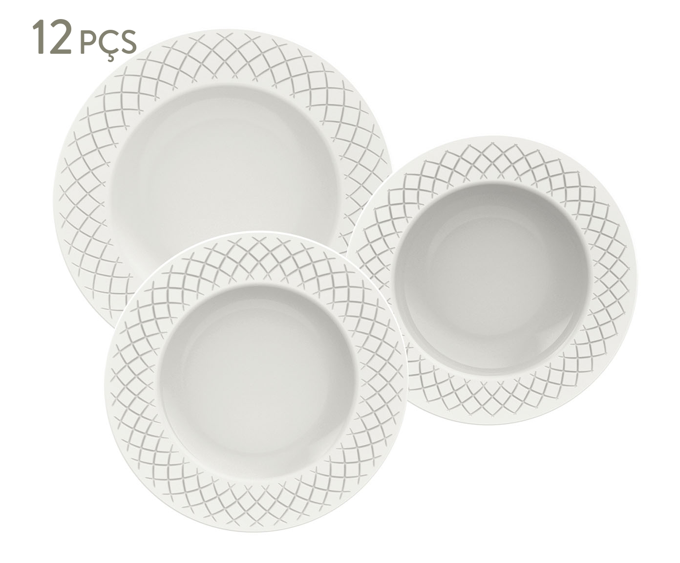 Jogo de Pratos em Porcelana Ingrid Branco - image 0