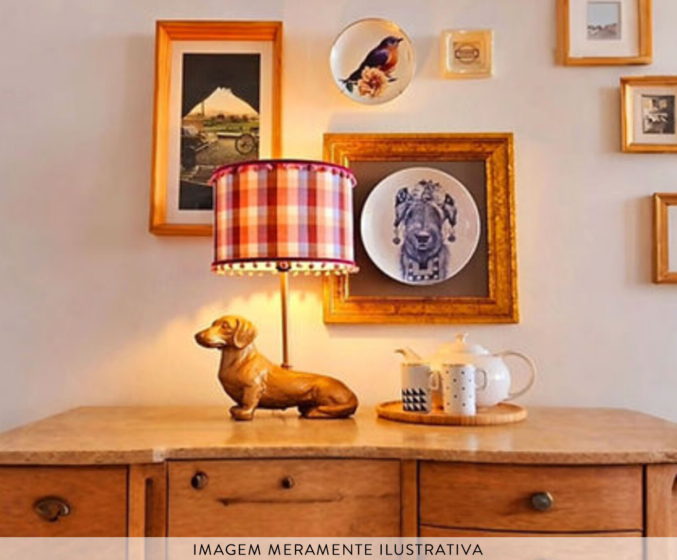 Base Lumin&aacute;ria Cachorro Dachshund Dourado image number 2
