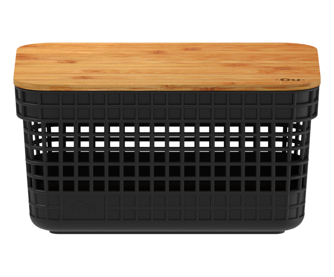 Cesto com Tampa em Bambu Grid Preto - image 0