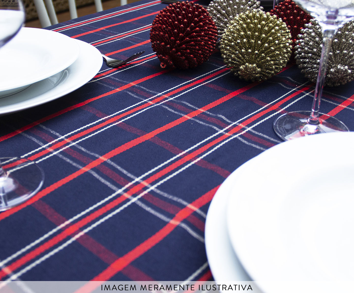 Toalha de Mesa Xadrez Azul e Vermelho image number 4