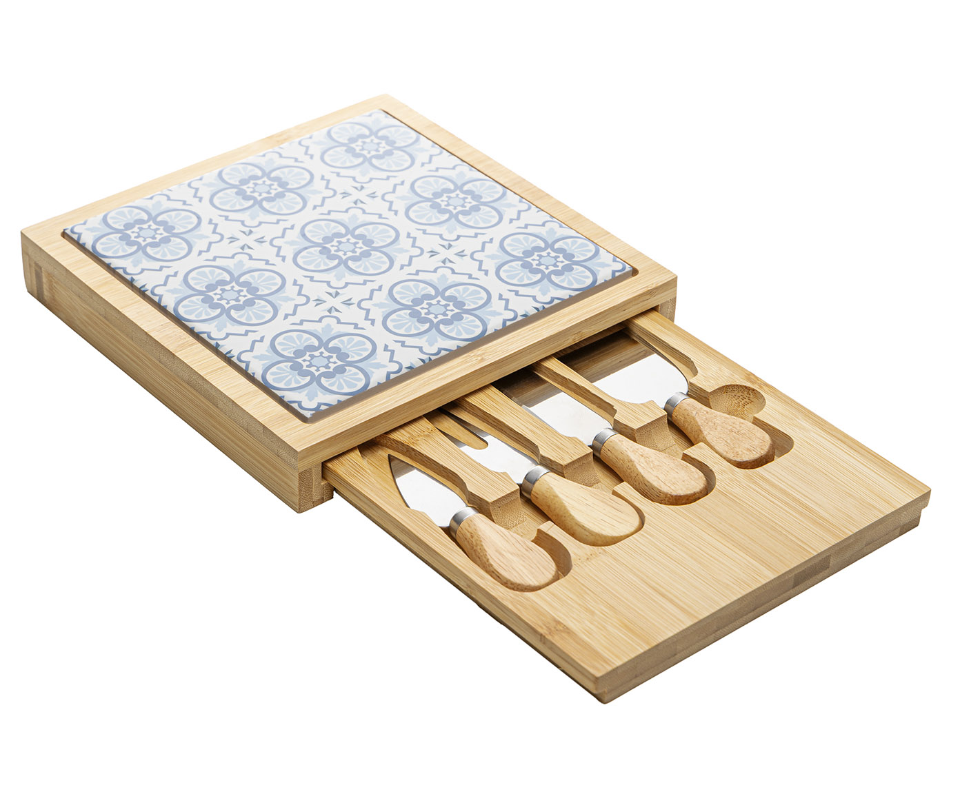 Jogo para Queijo com T&aacute;bua Mosaico Bambu - image 1