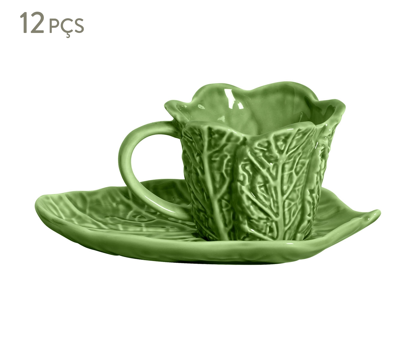 Jogo de X&iacute;caras para Ch&aacute; com Pires Couve Verde Cristina - image 0