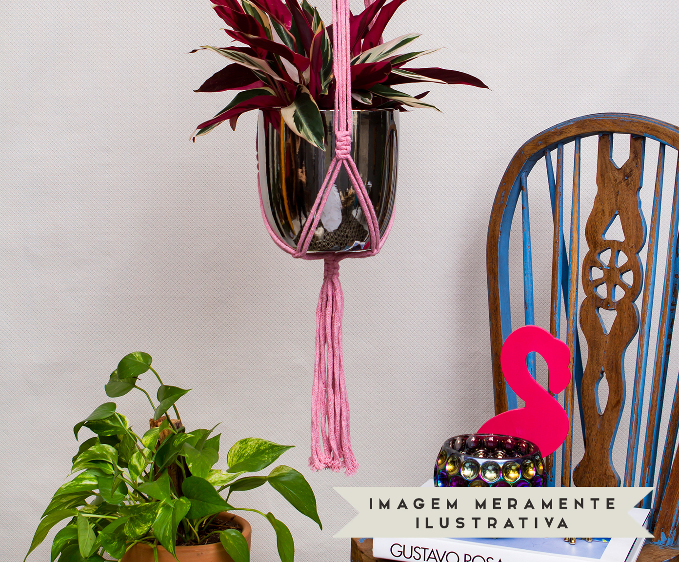 Hanger em Macram&ecirc; Clean Rose image number 4