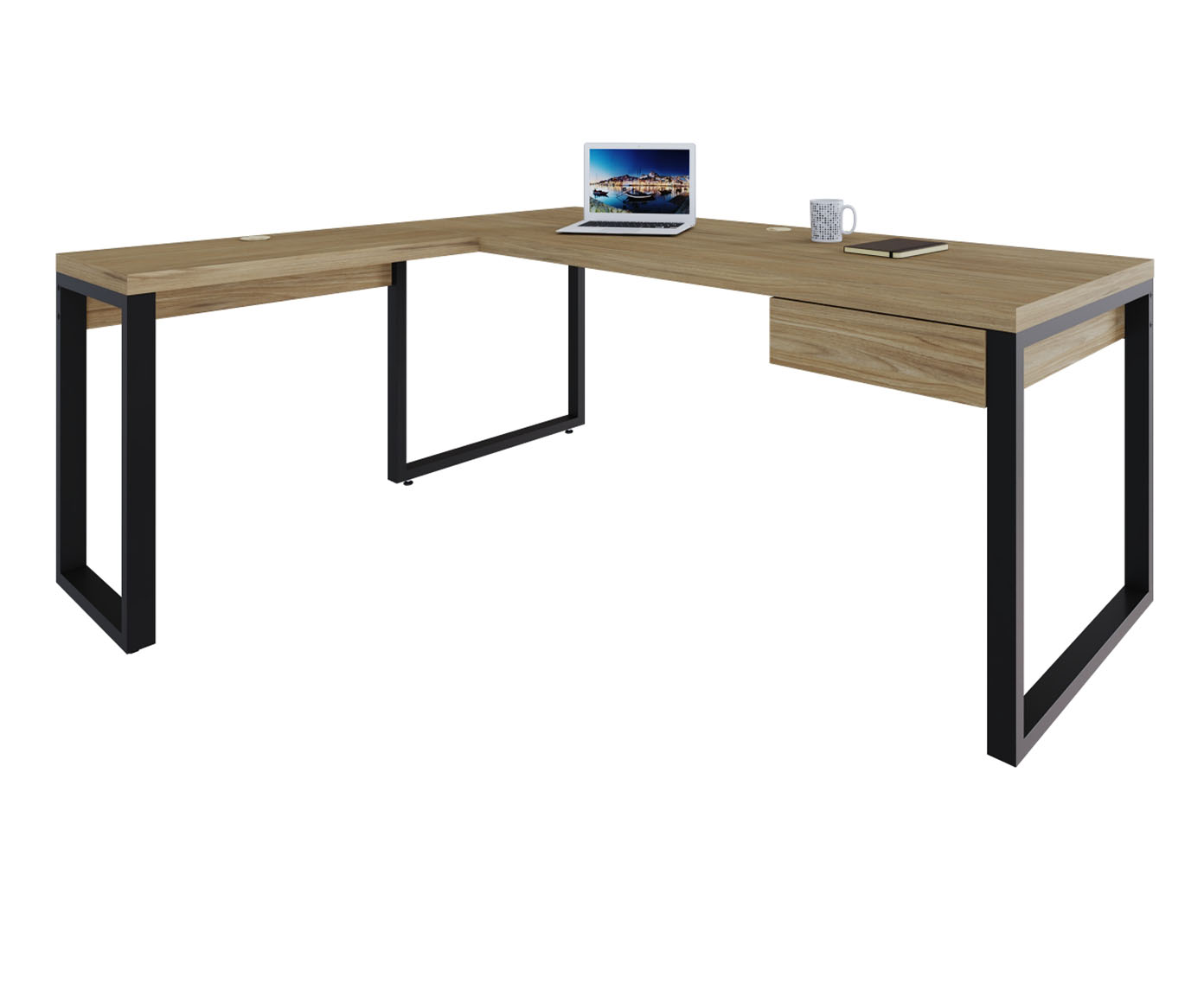Mesa em L Yon Presidente com Gaveta Vermont Oak image number 4