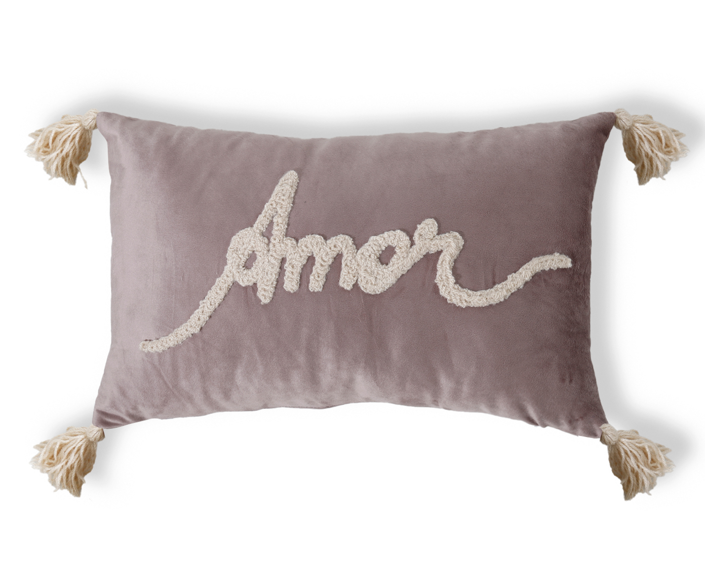 Capa de Almofada Bordada Amor Rosa Acizentado - image 0