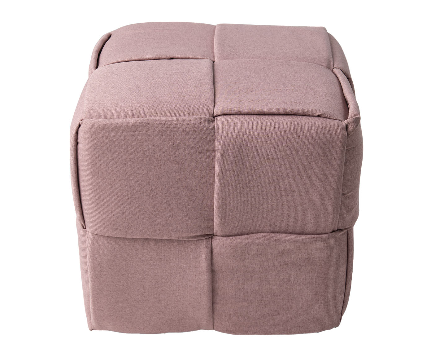 Pufe em Linho Cubo Tran&ccedil;ado Rosa - image 0