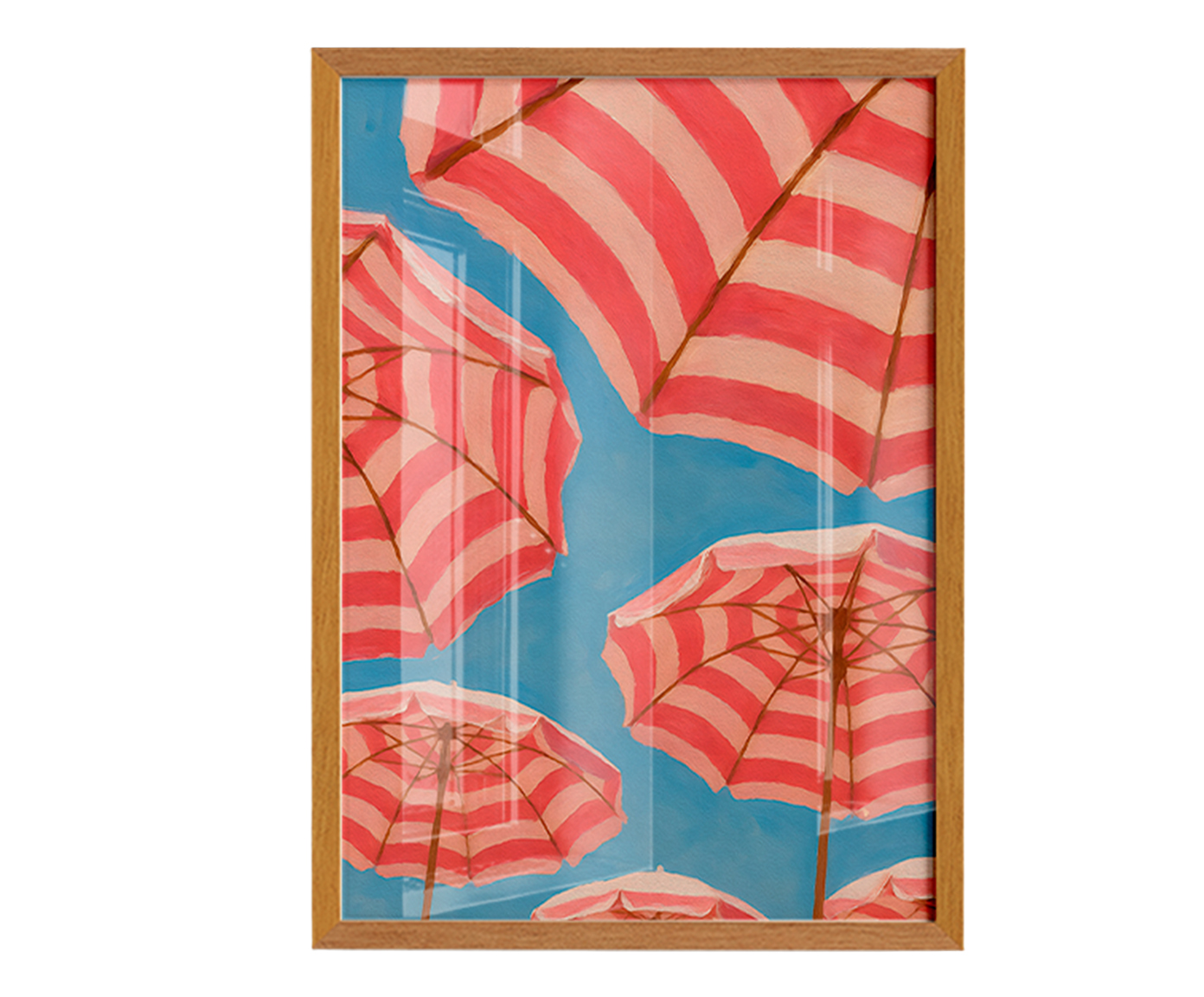 Quadro Rosa No Azul com Moldura Marrom - image 1
