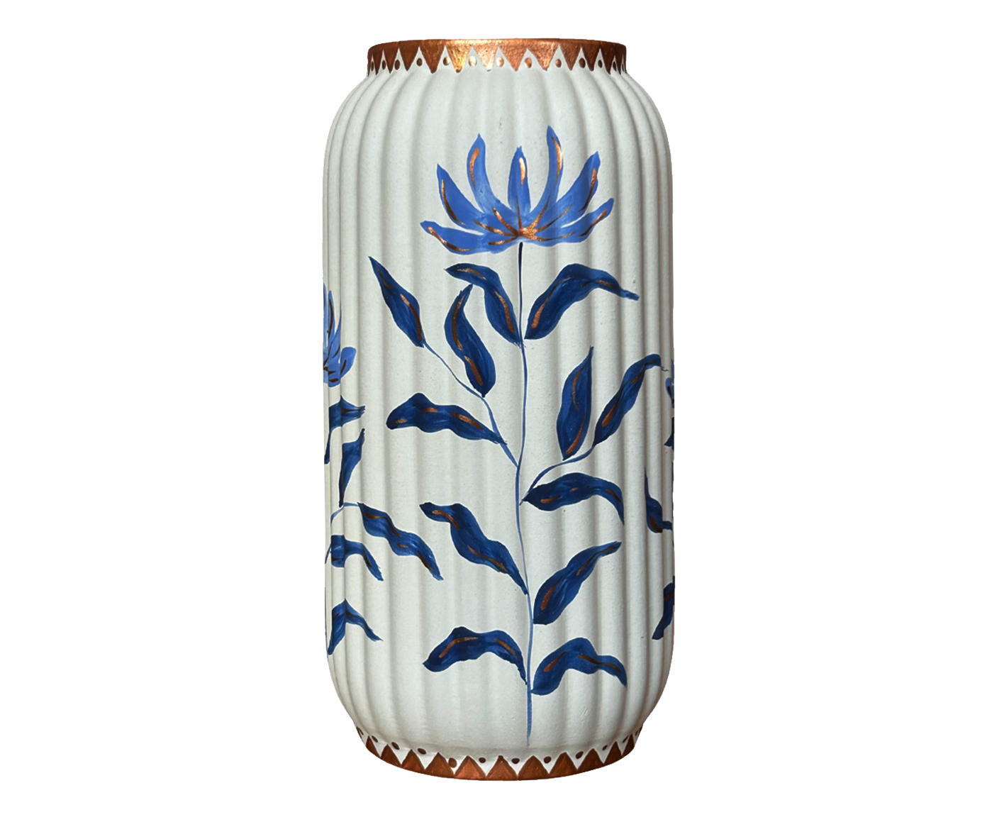 Vaso Canelado Flowers Azul - image 0