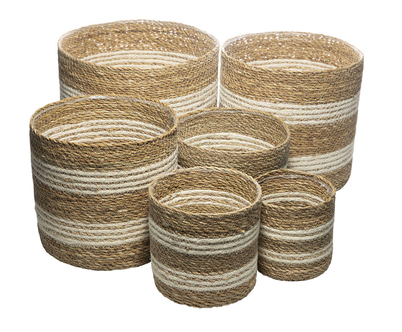 Jogo de Cachepots em Fibra Natural Bicolor - image 0
