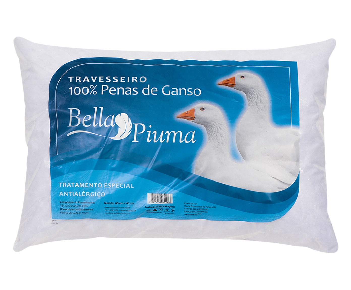 Travesseiro com Penas de Ganso Bella Piuma 233 Fios - image 0