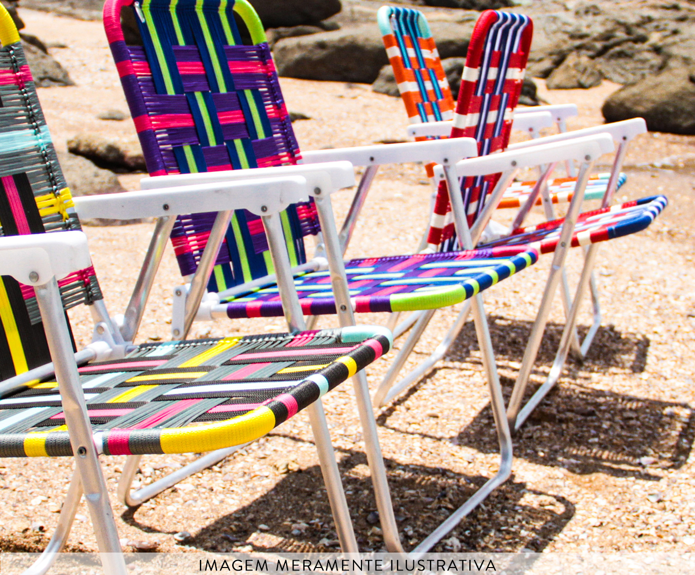Cadeira de Praia Custom Faixas Cinzas e Pretas com Neon image number 4