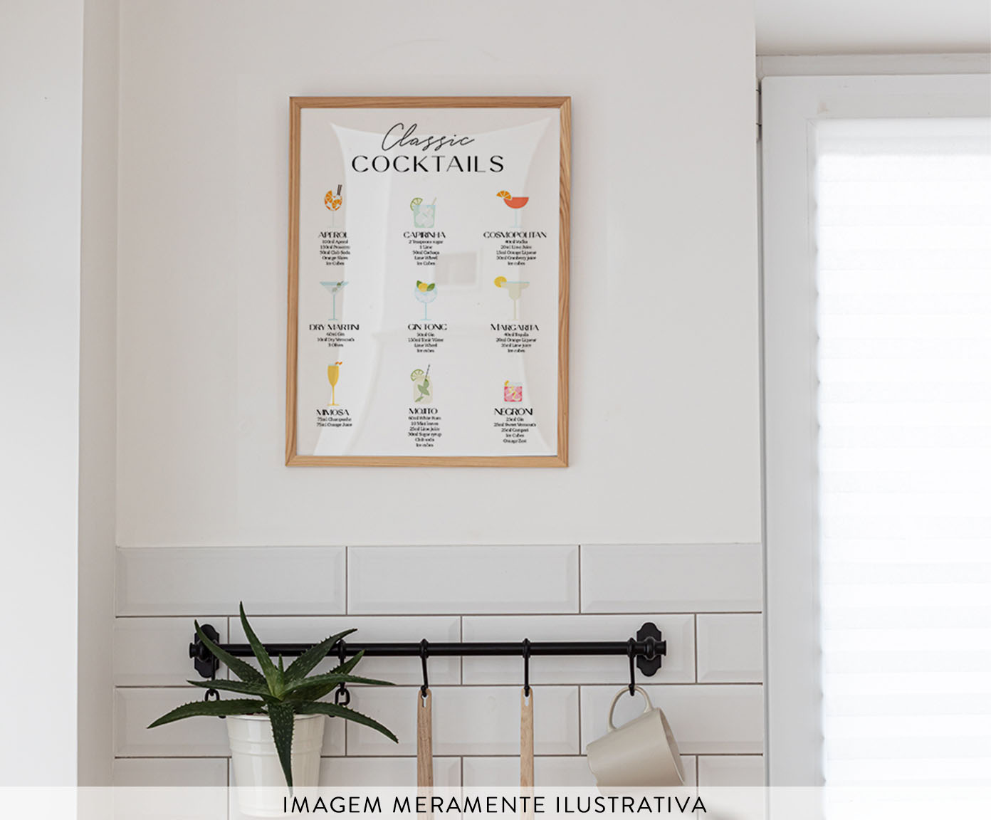 Quadro Classic Coktails com Moldura em Madeira - image 1