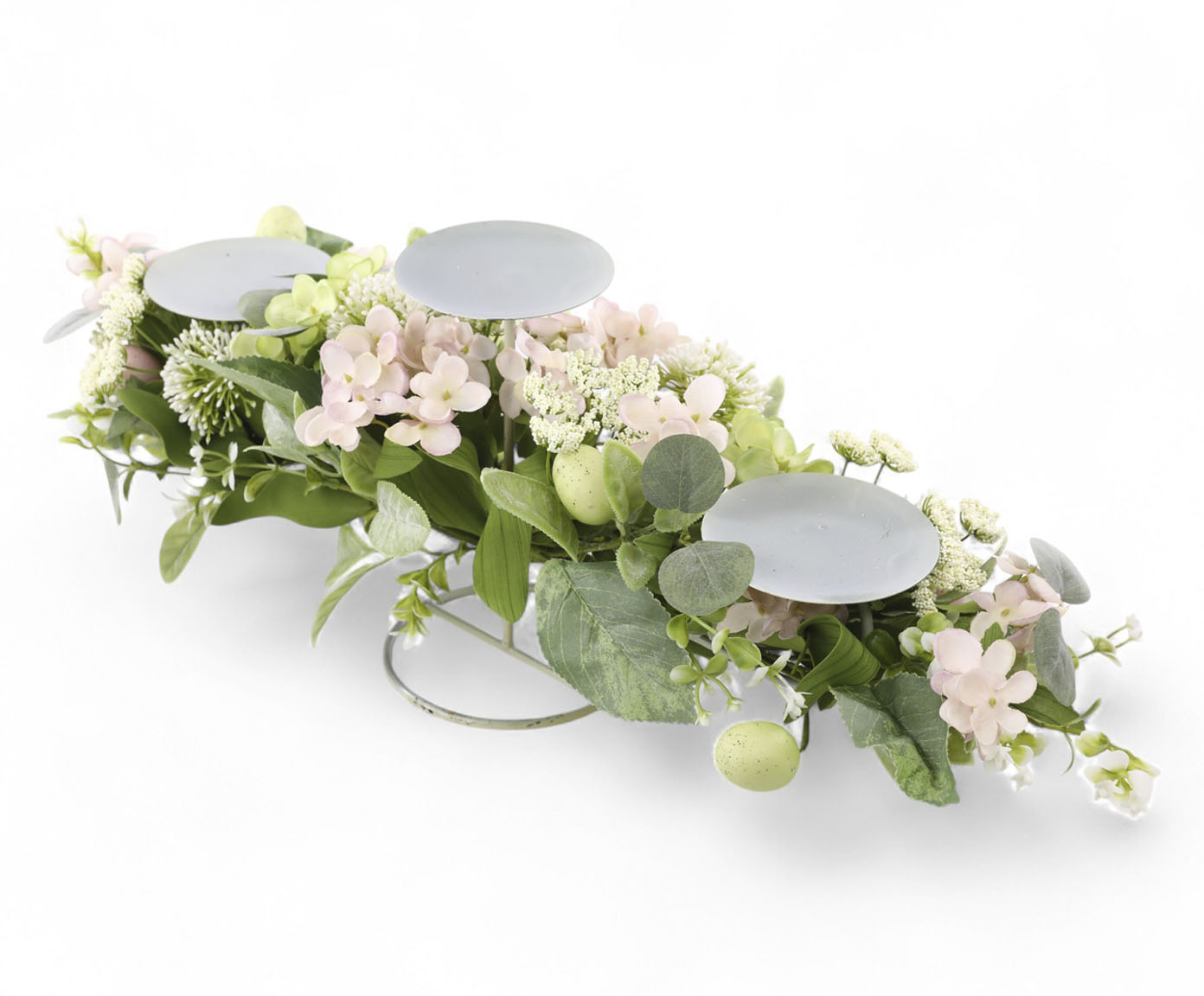 Porta-Vela com Flores e Ovos Fondant Verde e Rosa image number 2