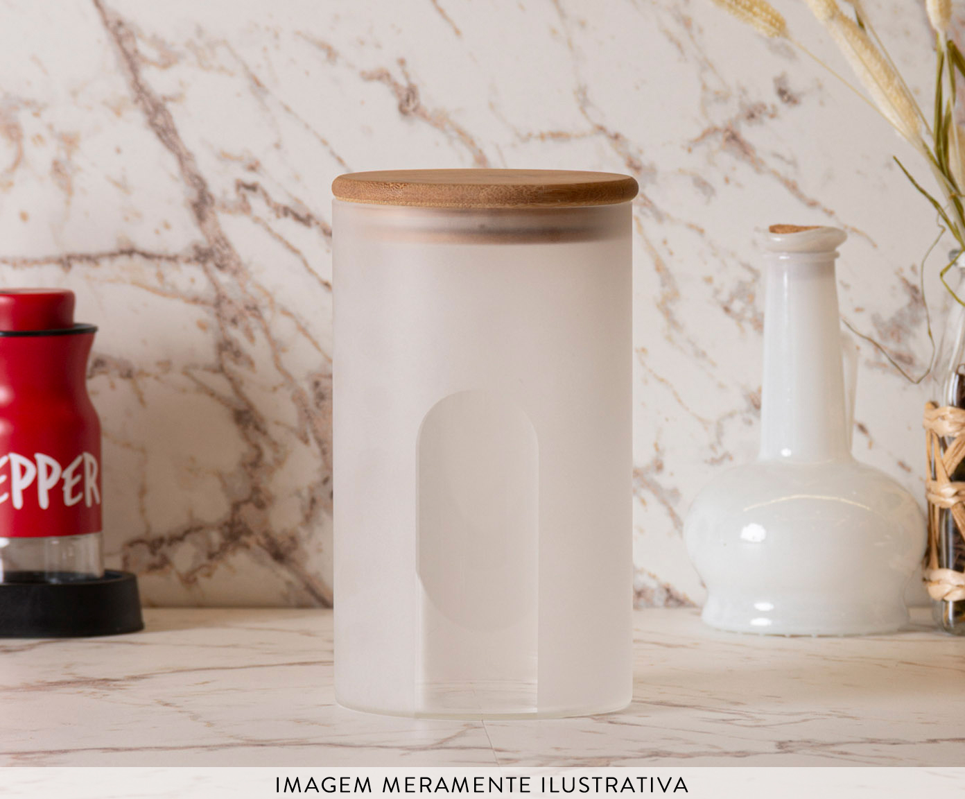 Pote com Tampa Bambu Frosted - 1,15L image number 2
