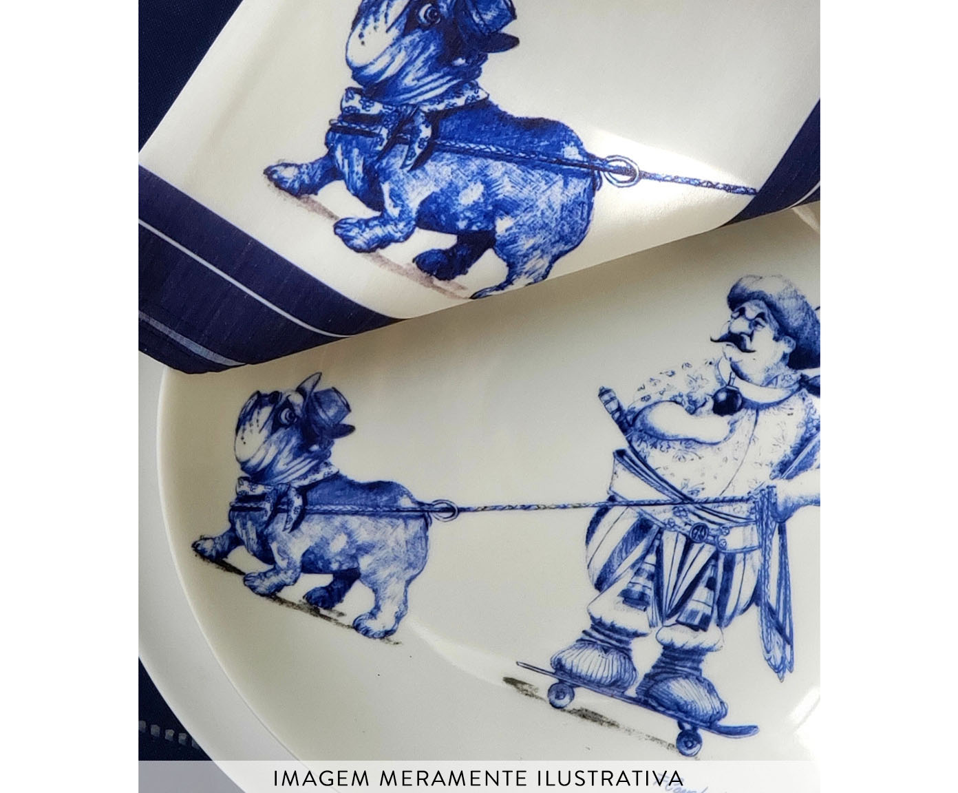 Prato em Porcelana Skate Ga&uacute;cho Gordinho e Bulldog Ingl&ecirc;s image number 2