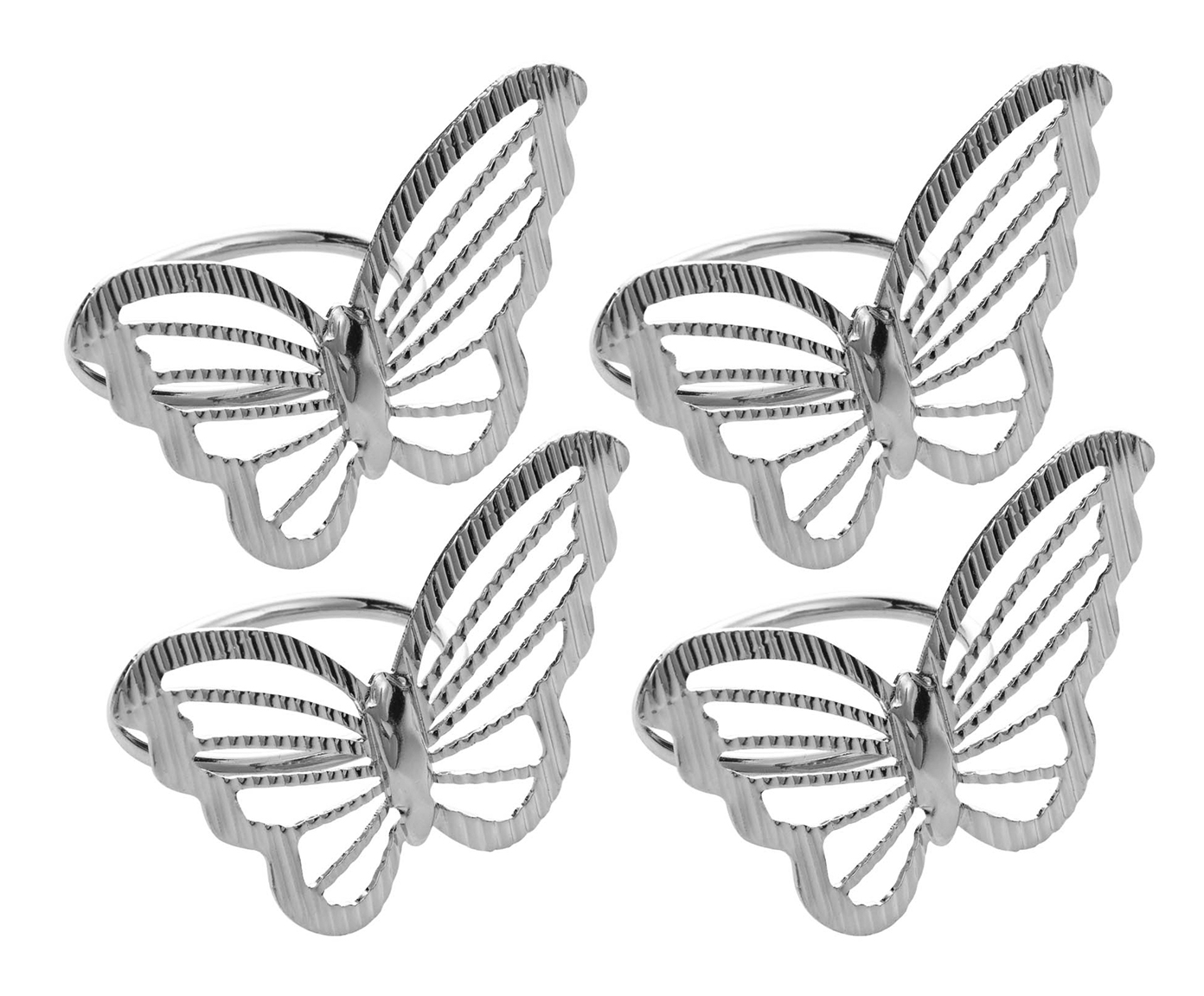 Jogo de An&eacute;is para Guardanapos ButterFly Prateado - image 1