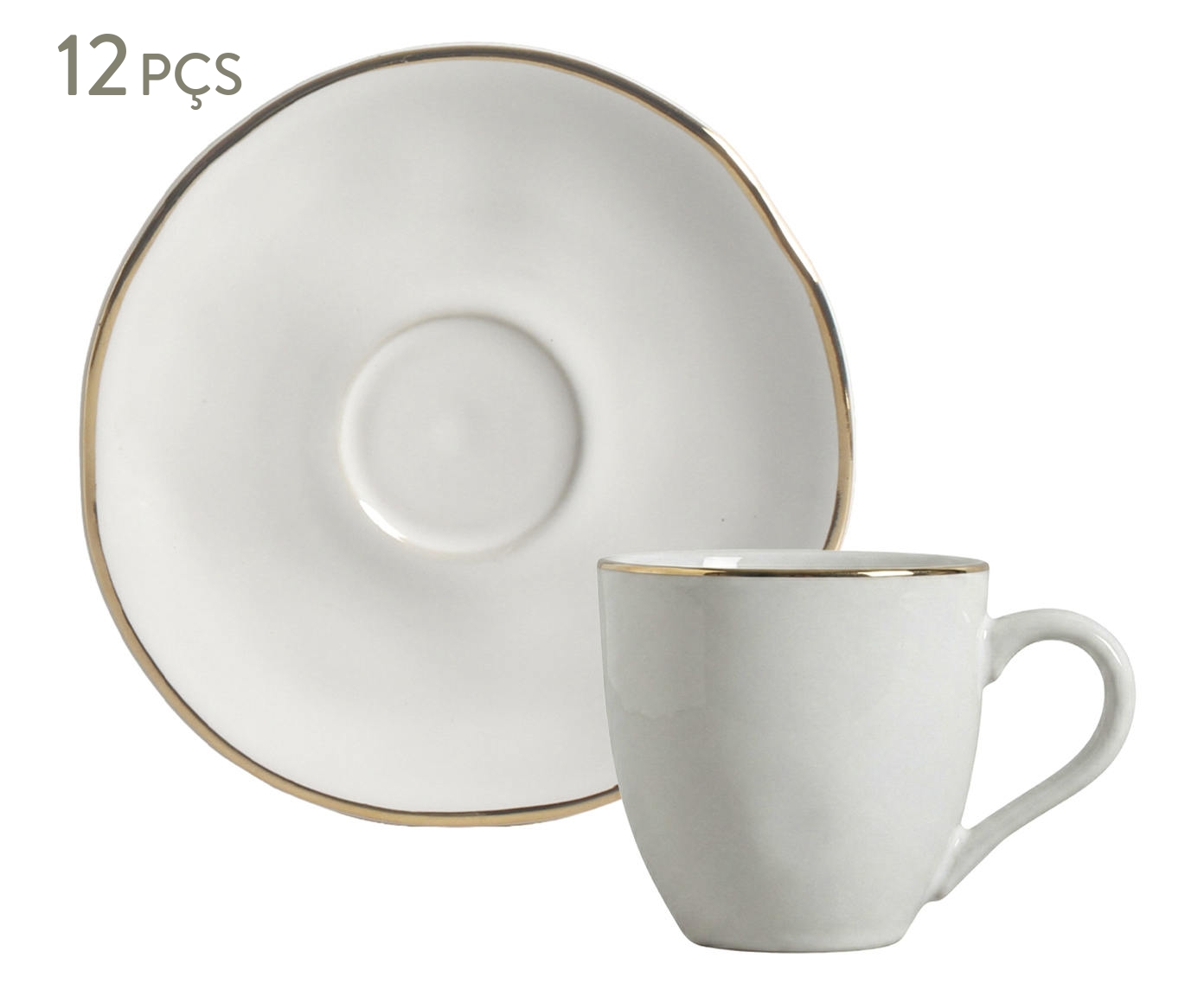 Jogo de X&iacute;cara para Caf&eacute; Org&acirc;nico New White Gold Branco - image 0