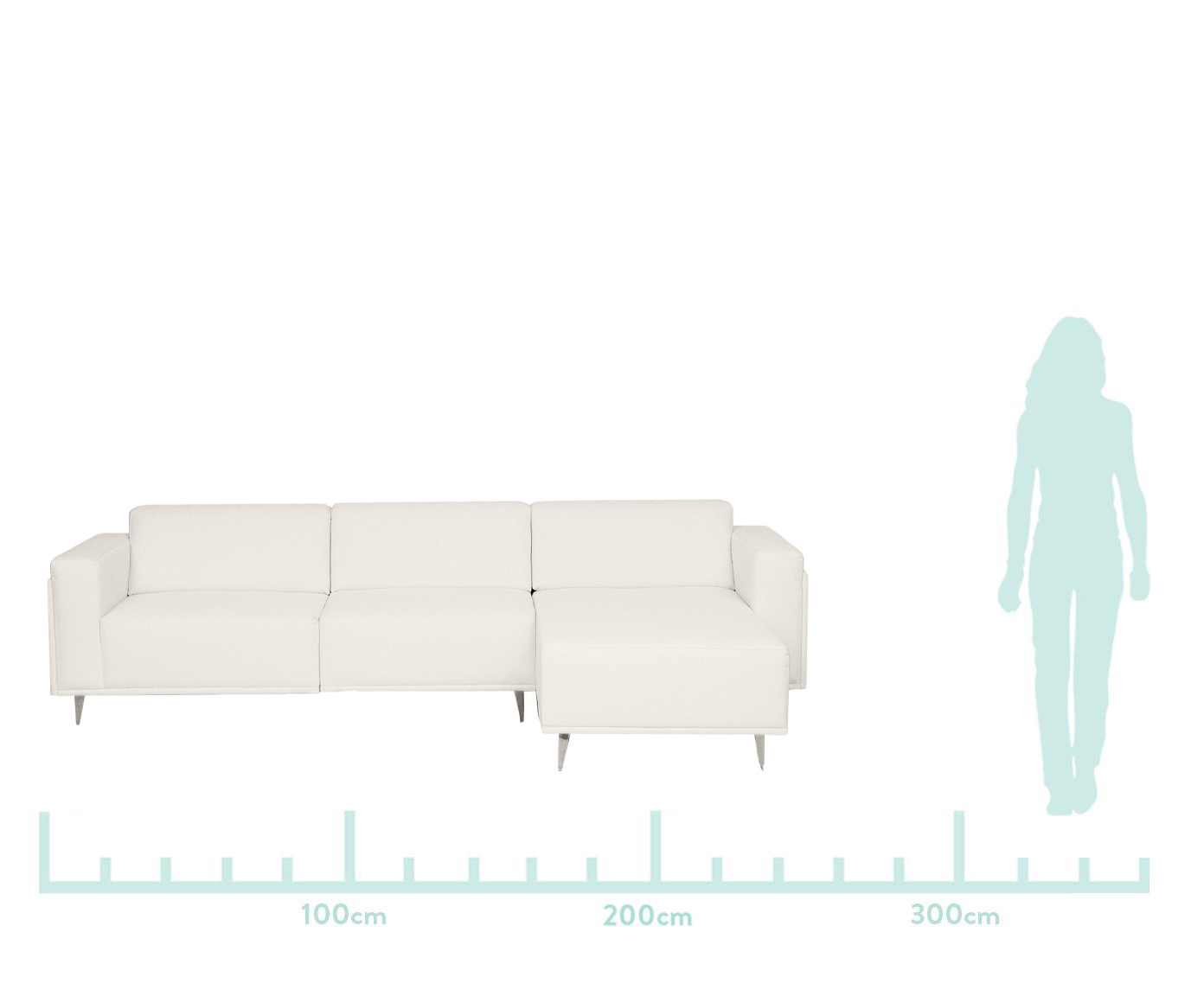 Sof&aacute; Modular com Chaise Esquerda em Linh&atilde;o Antonio Ch&aacute; Branco - image 1