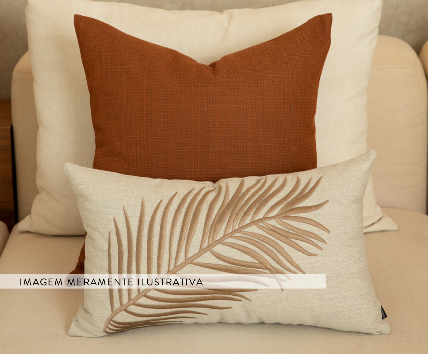 Almofada em Linho Folhas - Off White - image 1